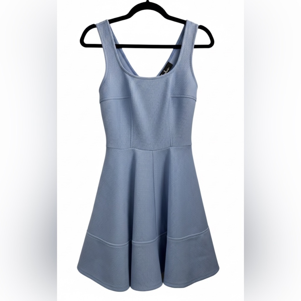 Lulus Light Blue Sleeveless Textured Fit-and-Flare Skater Dress